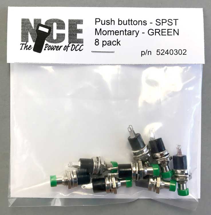 BTN8 Momentary SPST Normally Open Pushbutton Switch 8-Pack -- Green