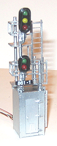 House Mast Combination Signals - All Brass -- Two Head, 3 Over 2 w/LEDs, Opening Cabinet Doors, D Type Heads w/Snow Hoods