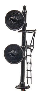 Signal Mast w/Two Target Heads for Signal Bridges/Other Structures - Assembled -- Black