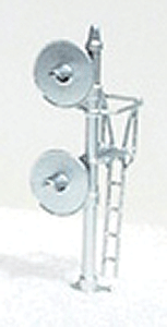 Signal Mast w/Two Target Heads for Signal Bridges/Other Structures - Assembled -- Silver