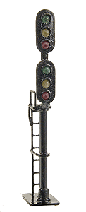 Multi Head D Type Signal (All Brass w/LEDs) -- 3 Over 3 (black)