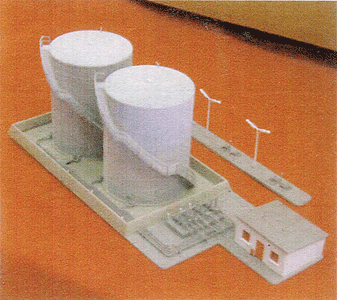 Twin-Tank Fuel Facility w/Office & Platform - Kit (Plastic) -- 9 x 3-1/2 x 3-1/2"  22.9 x 8.9 x 8.9cm-1