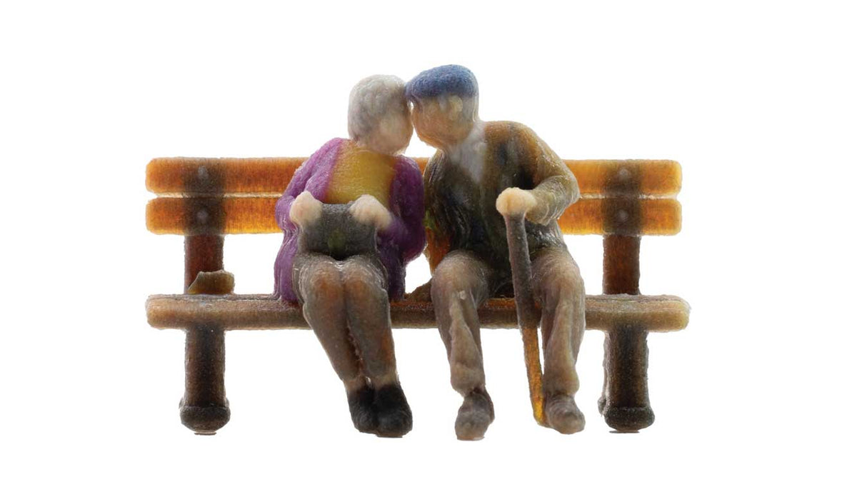 Senior Couple on Bench - Color 3D Print