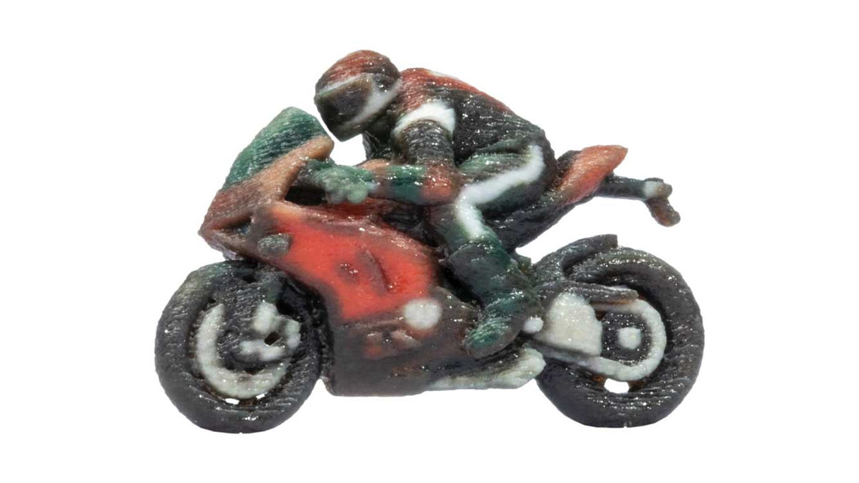 Motorcycle with Rider - Color 3D Print -- Red