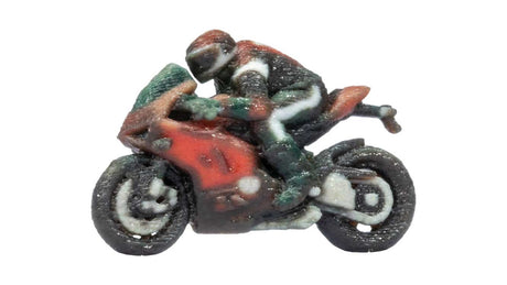 Motorcycle with Rider - Color 3D Print -- Red