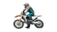 Motocross-Style Motorcycle with Rider - Color 3D Print -- White, Red