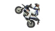 Motocross-Style Motorcycle with Rider Doing Wheelie - Color 3D Print -- White, Red