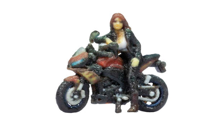 Parked Motorcycle with Rider - Color 3D Print -- Red, Gold