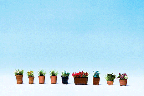 Flowers in Flower Pots -- Assorted Set #3 pkg(9)