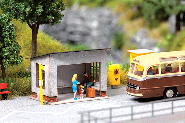 Stucco Bus Stop Shelter - Kit (Laser-Cut Card) -- 2 x 1-9/16 x 1-7/16"  5.2 x 4 x 3.6cm