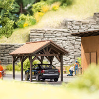 Wooden Carport -- Laser-Cut Wood Kit - 2-9/16 x 1-3/8 x 1-1/2"  6.5 x 3.5 x 3.8cm