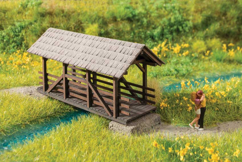 Covered Pedestrian Bridge - Laser-Cut Minis -- Laser-Cut Kit - 3-1/8 x 1-3/8 x 1-1/2" 7.9 x 3.5 x 3.9cm-1