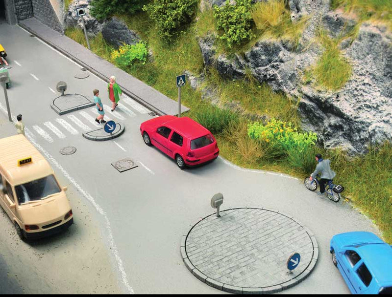 Traffic Island Set - Laser-Cut Minis -- Roundabout and Islands plus 49 European Signs and More
