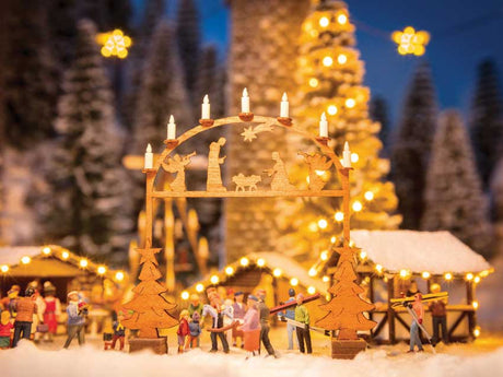 Christmas Market Entrance Arch - Laser-Cut Minis -- Laser-Cut Wood Kit - 3 x 3/8 x 3-1/8"  7.6 x 1 x 7.9cm
