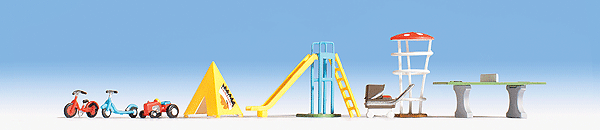 Playground Accessories -- Ping-Pong Table, Monkey Bars, Slide, Tent, Baby Carriage, Roller, Bicycle, e