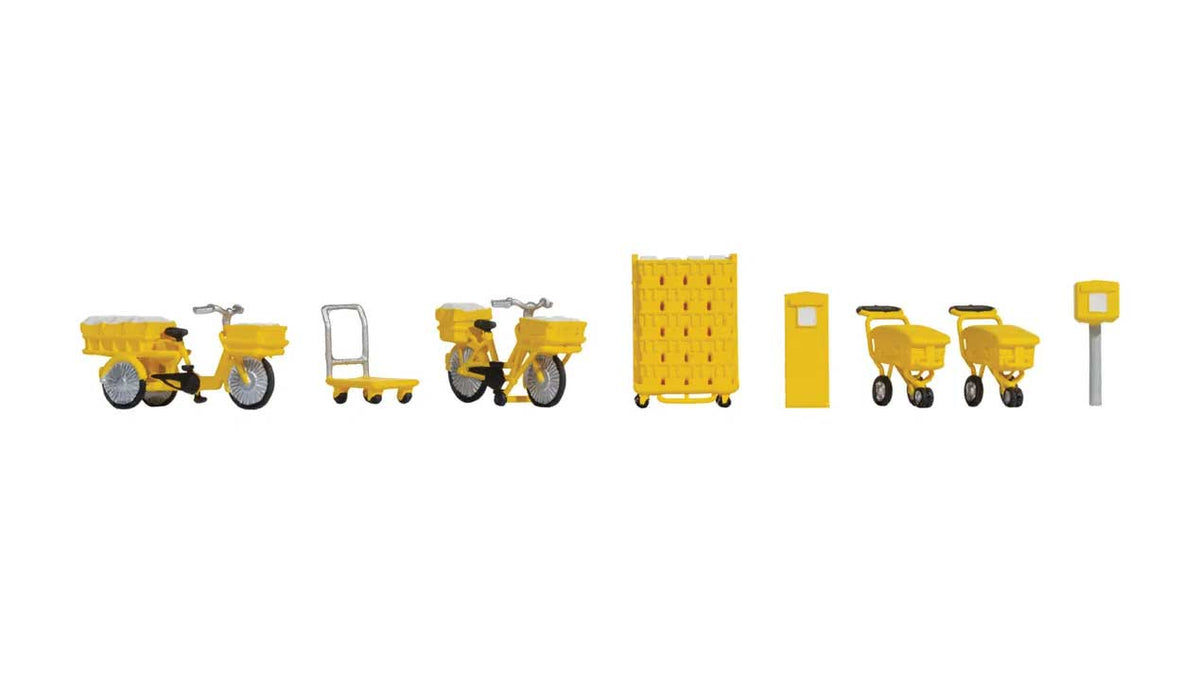 German Post Accessories -- 2 Bicycles, 2 Carts, Rolling Shelf, Dolly, 2 Mailboxes
