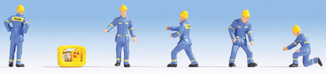 THW (Technical Aid Agency) -- 5 Figures (blue uniforms) & Portable Generator