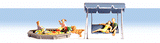 Parents & Children w/Accessories -- 4 People, 1 Dog, Sandbox, Swing Seat-1