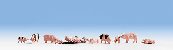 Pig Sty -- Laser-Cut Kit w/12 Pigs, Wood Fencing & Hay