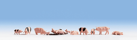 Pig Sty -- Laser-Cut Kit w/12 Pigs, Wood Fencing & Hay