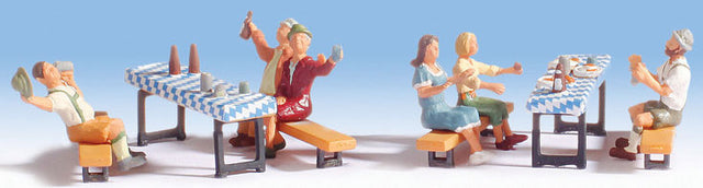 Beer Garden Figures w/Tables & Benches -- pkg(6)