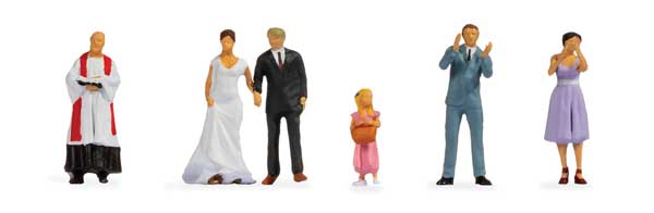 Wedding Couple -- Couple, Preist, Flower Girl, 2 Guests-2
