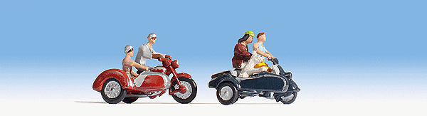 Motorcyclists/Motorbikers -- 4 People & 2 Bikes w/Sidecars Set #2
