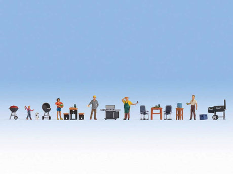 Barbecue Party with Accessories -- 4 Figures, Various Grills, Tables, Chairs