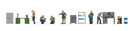 Workshop Figure Set -- 6 Figures, 2 Workbenches, Toolboxes, Shelf-1