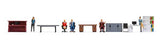 Office Figure Set -- 5 Figures, 3 Desks, Filing Cabinet, 2 Bookshelves, 4 Chairs-1