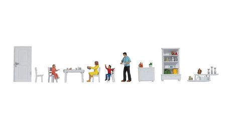 Dining Room Themed Figures Set -- 4 Figures & Dining Room Furniture