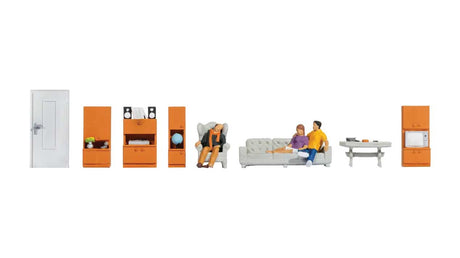 Living Room Themed Figures Set -- 3 Figures & Living Room Furniture