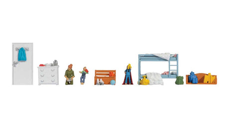 Children's Room Themed Figures Set -- 3 Figures & Bedroom Furniture