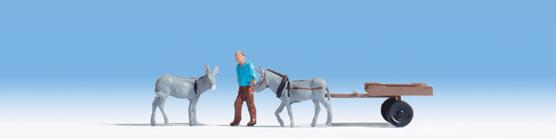 Donkey Cart -- With Donkeys & Figure