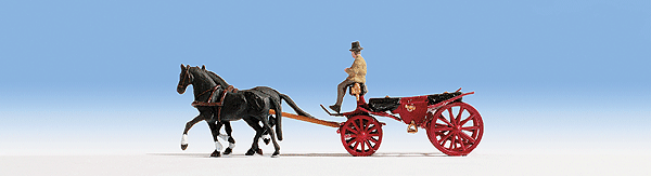 Horse-Drawn Wagon -- Landau (Coach w/Top Down) w/2-Horse Team & Driver