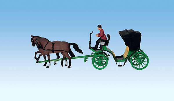 Victorian Hackney Cab - Assembled -- w/2-Horse Team & Driver
