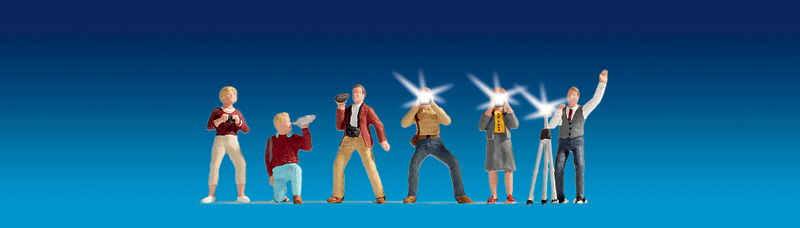 3 Photographers w/Working LED Flash & 3 Posers