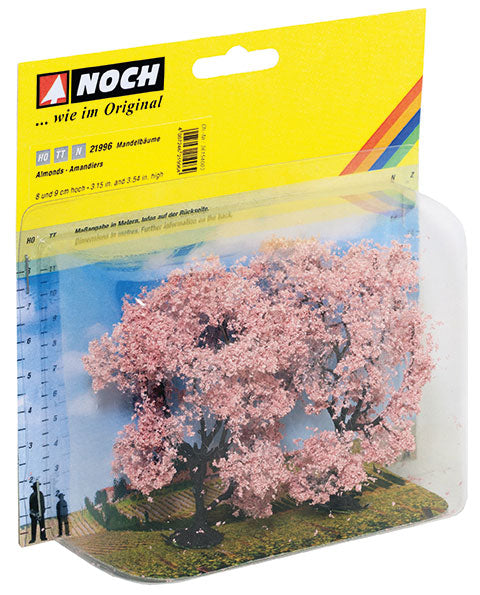 Blooming Almond Trees -- 1 Each: 3-1/8 & 3-1/2"  8 & 9cm Tall pkg(2)-2