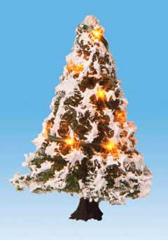 Snow-Covered Christmas Tree with 10 LEDs -- 2"  5cm Tall