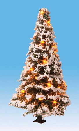 Snow-Covered Illuminated Christmas Tree -- 3-1/8"  8cm