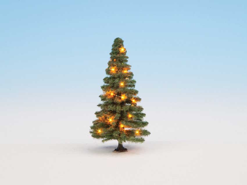 Fir Tree with Working LED Christmas Lights -- 3-1/8"  8cm Tall