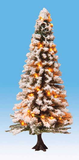 Snow-Covered Christmas Tree with 30 LEDs -- 4-3/4"  12cm Tall