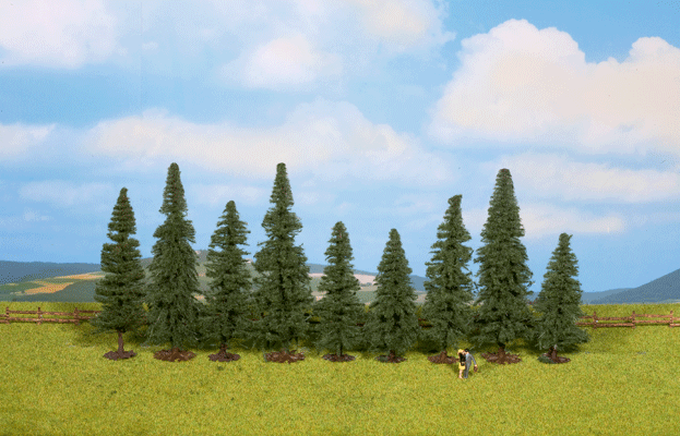 Fir Trees -- 3-1/8 - 4-3/4"  8 - 12cm pkg(9)