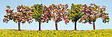 Trees pkg(3) -- Fruit/Green - 1-3/4"  4.5cm