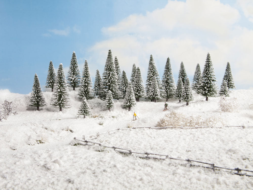 Snow-Covered Fir Trees -- 2 - 5-1/2"  5-14cm Tall pkg(10)