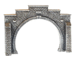 Tunnel Portal - Gray Brick -- Double, Catenary Compatible 12.3 x 8.5cm - 7.8 x 3.3"