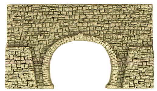 Tunnel Portal -- Broken Stone (gray) Double-Track - 6-5/16 x 3-9/16"  16 x 9cm