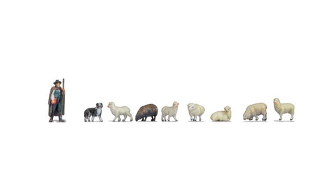 Shepherd and Sheep - Color 3D Print -- Figure and 8 Sheep-2