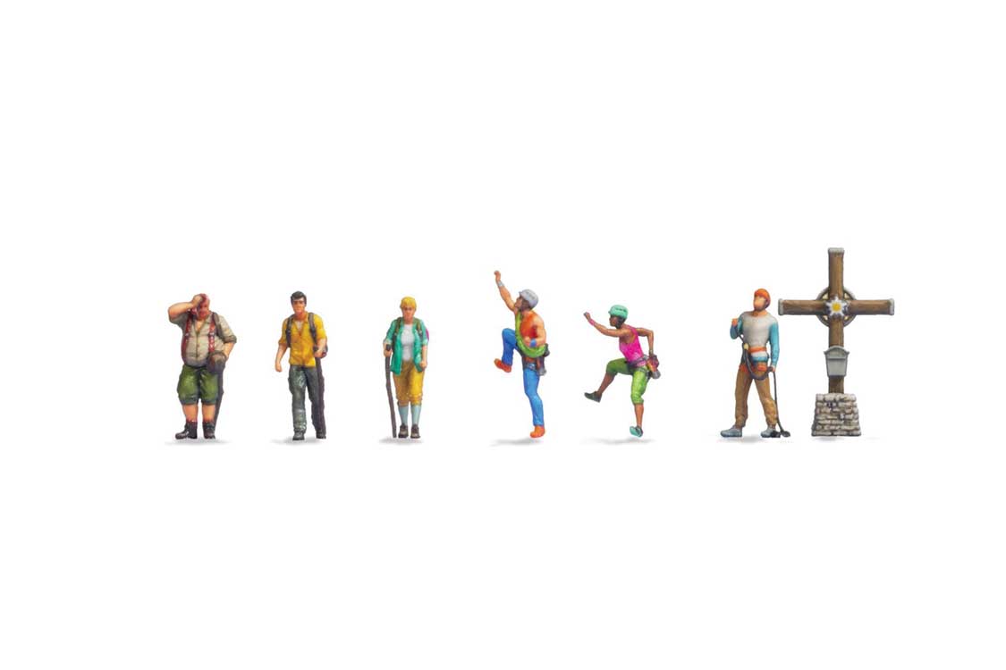 Mountain Hikers with Summit Cross -- pkg(6)