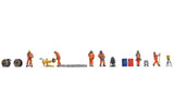 Track Construction Workers - Color 3D Print -- 6 Figures, 4 Concrete Ties, 2 Bins, 2 Cable Reels, Transit, Thermite Welder-2